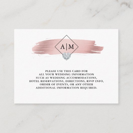 の結婚バラゴールドフォイルハートモノグラム詳細 エンクロージャーカード (正面)