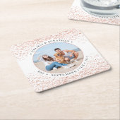 の結婚バラパーソナライズされた金ゴールドグリッター写真 スクエアペーパーコースター (アングル)