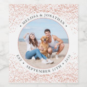 の結婚バラパーソナライズされた金ゴールドグリッター写真 ワインラベル (シングルラベル)