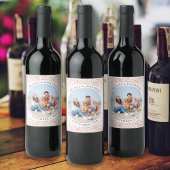 の結婚バラパーソナライズされた金ゴールドグリッター写真 ワインラベル