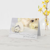 の結婚バラリングや輪おめでとう カード (黄色い花)