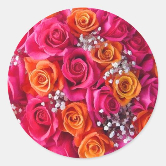 の結婚バラ封筒用シールシール ラウンドシール (正面)