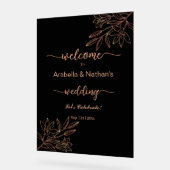 の結婚バラ金ゴールドとブラックフローラエレガント歓迎 アクリルサイン (傾斜)