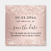 の結婚バラ金ゴールドグリッター日付磁石を保存 マグネット (正面)