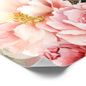 の結婚バラ金ゴールド花模様歓迎サイン ポスター (角)