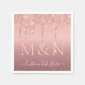 の結婚バラ金ゴールド赤面グリッター文字名ナプキンス スタンダードカクテルナプキン (正面)