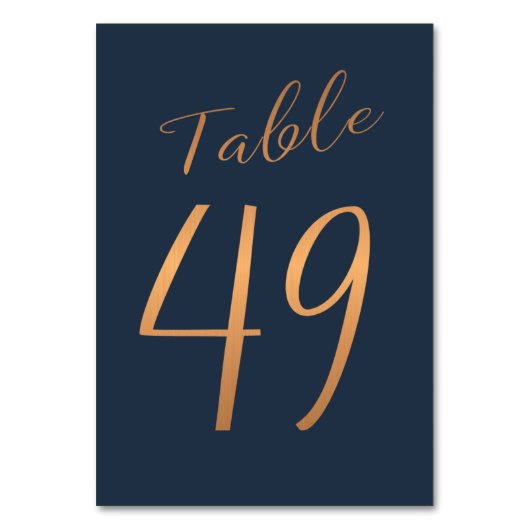 の結婚バラ金ゴールド銅グリッターネイビー表番号 テーブルナンバー (正面)