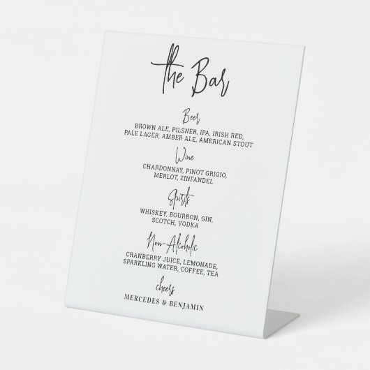 の結婚バードリンクのメニュパーソナライズされたー書 台座サイン (正面)
