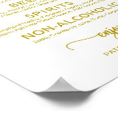 の結婚バーメニューのサイン素朴シックな書道金ゴールド ポスター (角)