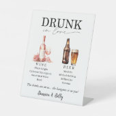 の結婚バーメニューのワインとビールの看板 台座サイン (正面)