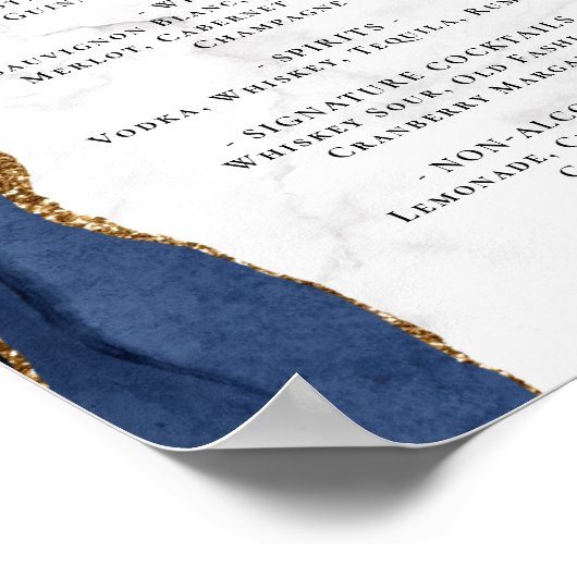 の結婚バーメニューネイビーブルーアガテマーブル ポスター (角)