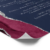 の結婚バーメニューBurgundy Silver Agate Navy Blue P ポスター (角)