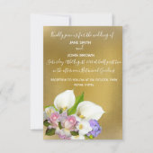 の結婚パステルフローラと金ゴールドテーマ 招待状 (正面)