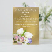 の結婚パステルフローラと金ゴールドテーマ 招待状 (スタンド正面)