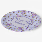の結婚パンシー紫薄紫ヴィンテージフローラ花 ペーパープレート (アングル)
