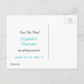 の結婚ビーチのカップル日付を保存 案内ポストカード (裏面)