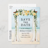 の結婚ビーチキャノピー水の色イエローフローラ 案内ポストカード (正面/裏面)