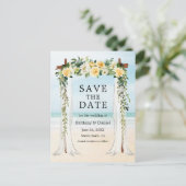 の結婚ビーチキャノピー水の色イエローフローラ 案内ポストカード (スタンド正面)