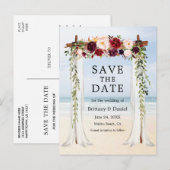 の結婚ビーチキャノピー水の色バーガンディフローラ 案内ポストカード (正面/裏面)