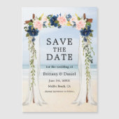 の結婚ビーチピンクブルーフローラ磁気カード (正面)