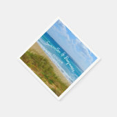 の結婚ビーチ新郎名パーソナライズされた称 スタンダードカクテルナプキン (角)