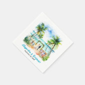 の結婚ビーチ水彩結婚式 スタンダードカクテルナプキン (角)