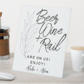 の結婚ビールワイン&レールバーテーブルトップのサイン葉 台座サイン (インサイチュ)