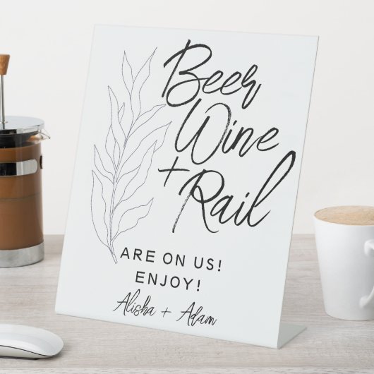 の結婚ビールワイン&レールバーテーブルトップのサイン葉 台座サイン (インサイチュ)