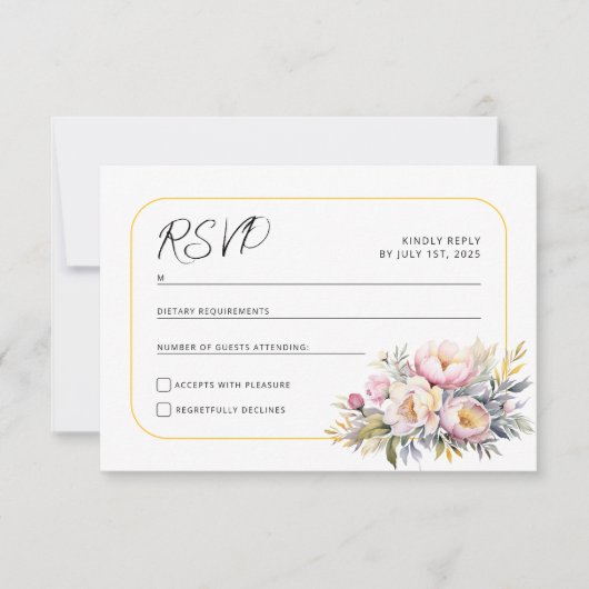 の結婚ピエレガントンク牡丹RSVP 出欠カード (正面)