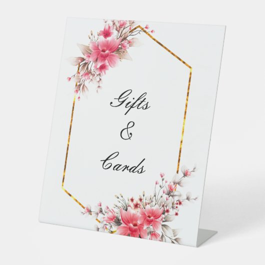 の結婚ピンクのフローラテーブルの印結婚印 台座サイン (正面)
