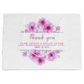 の結婚ピンクの感謝してい花は大きな抱き枕 ラージペーパーバッグ (正面)