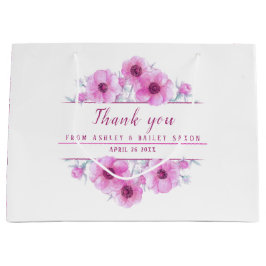 の結婚ピンクの感謝してい花は大きな抱き枕 ラージペーパーバッグ