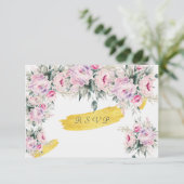 の結婚ピンクの牡丹の応答カード