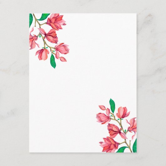 の結婚ピンクの白い水色マグノリア エンクロージャーカード (裏面)
