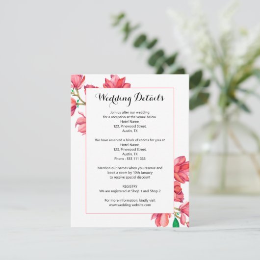 の結婚ピンクの白い水色マグノリア エンクロージャーカード (スタンド正面)