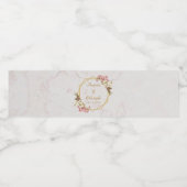 の結婚ピンクの蘭の大理石金ゴールドフローラ幾何学的 ペットボトルラベル (シングルラベル)