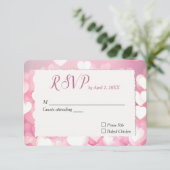 の結婚ピンクハート 出欠カード (スタンド正面)