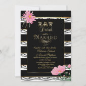 の結婚ピンクメンズブラックレース白ストライプ色 招待状 (正面)