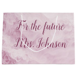 の結婚ピンク抽象芸術フローラ ラージペーパーバッグ