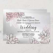 の結婚ピンク白い花銀色