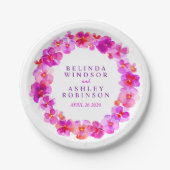 の結婚ピンク色のリースカスタム紙プレート ペーパープレート (正面)