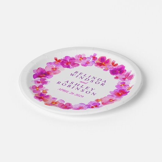 の結婚ピンク色のリースカスタム紙プレート ペーパープレート (アングル)