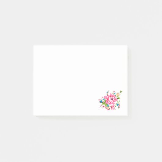 の結婚ピンク色の牡丹の花の束 ポストイット (正面)