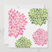 の結婚ピンク&グリーン花開花招待状 招待状 (裏面)