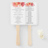 の結婚ファンプログラム赤とオレンジ色の花 ハンドファン (正面&裏面)