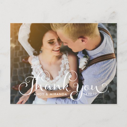 の結婚フォトカードはがききエレガントカーユニークド ポストカード (正面)