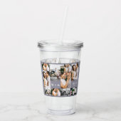 の結婚フォトコラージュとモノグラムと日付 アクリルタンブラー (裏面)