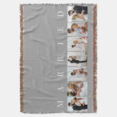 の結婚フォトコラージュ結婚したグレー7写真 スローブランケット (正面縦)