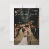 の結婚フォトシックな手書きモダンタイポグラフィ サンキューカード (正面)