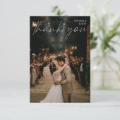 の結婚フォトシックな手書きモダンタイポグラフィ サンキューカード (スタンド正面)